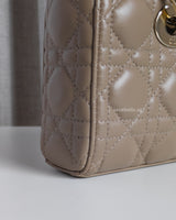 Dior Lady D-Joy Small | Taupe beige Lambskin Light Gold Hardware-details