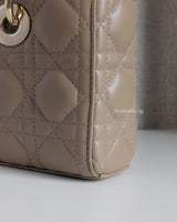 Dior Lady D-Joy Small | Taupe beige Lambskin Light Gold Hardware-details