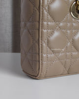 Dior Lady D-Joy Small | Taupe beige Lambskin Light Gold Hardware-details