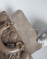Dior Lady D-Joy Small | Taupe beige Lambskin Light Gold Hardware-details