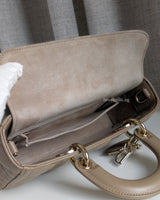 Dior Lady D-Joy Small | Taupe beige Lambskin Light Gold Hardware-details