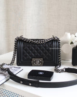 Chanel Boy Small | Black Caviar Ruthenium Hardware-front