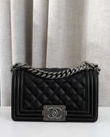 Chanel Boy Small | Black Caviar Ruthenium Hardware-front1