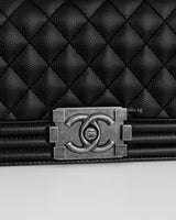Chanel Boy Small | Black Caviar Ruthenium Hardware-details