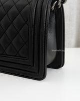 Chanel Boy Small | Black Caviar Ruthenium Hardware-details