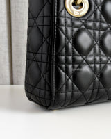 Dior Lady Dior Mini | Black Lambskin Light Gold Hardware-details
