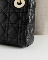 Dior Lady Dior Mini | Black Lambskin Light Gold Hardware-details