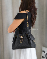  Chanel 25 Small | Black Caviar Brushed Gold Hardware-model