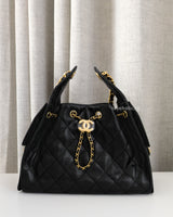  Chanel 25 Small | Black Caviar Brushed Gold Hardware-front1