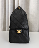  Chanel 25 Small | Black Caviar Brushed Gold Hardware-details