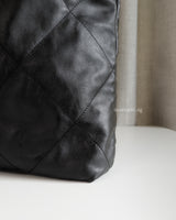  Chanel 22 Small | Black Calfskin Brushed Gold Hardware-details
