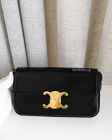 Celine Triomphe Shoulder Bag Black Shiny Calfskin Gold Hardware-front1