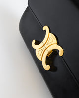 Celine Triomphe Shoulder Bag Black Shiny Calfskin Gold Hardware-details