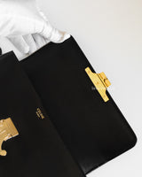Celine Triomphe Shoulder Bag Black Shiny Calfskin Gold Hardware-details