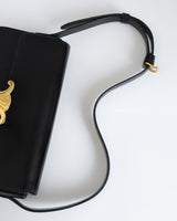 Celine Triomphe Shoulder Bag Black Shiny Calfskin Gold Hardware-details