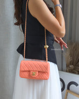 Chanel Pearl Crush Mini Rectangle Salmon Lambskin Brushed Gold Hardware-model