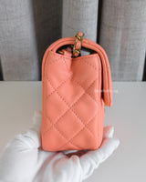 Chanel Pearl Crush Mini Rectangle Salmon Lambskin Brushed Gold Hardware-side