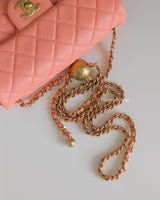 Chanel Pearl Crush Mini Rectangle Salmon Lambskin Brushed Gold Hardware-details