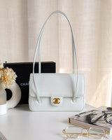 Chanel Small Preppy Coco  | 26S Light Blue Caviar Brushed Gold Hardware-front