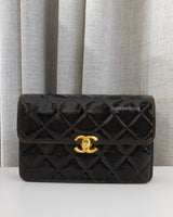 Chanel Mini Flap Bag Patent Lambskin | Dark Brown Patent Leather Gold Hardware-front1