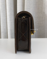 Chanel Mini Flap Bag Patent Lambskin | Dark Brown Patent Leather Gold Hardware-side
