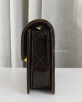 Chanel Mini Flap Bag Patent Lambskin | Dark Brown Patent Leather Gold Hardware-details
