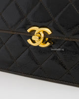 Chanel Mini Flap Bag Patent Lambskin | Dark Brown Patent Leather Gold Hardware-details