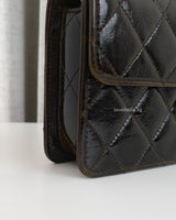 Chanel Mini Flap Bag Patent Lambskin | Dark Brown Patent Leather Gold Hardware-details