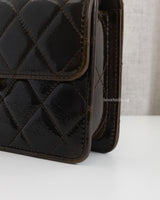Chanel Mini Flap Bag Patent Lambskin | Dark Brown Patent Leather Gold Hardware-details