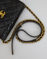Chanel Mini Flap Bag Patent Lambskin | Dark Brown Patent Leather Gold Hardware-details
