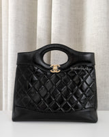Chanel 31 Mini | Black Shiny Calfskin Light Gold Hardware-front1
