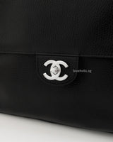 Chanel Maxi Flap 38cm | Black Caviar Silver Hardware-details