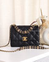 Chanel Mini Flap Bag | Black Caviar Gold Hardware-front