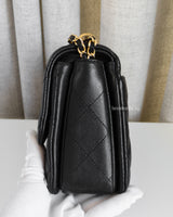 Chanel Mini Flap Bag | Black Caviar Gold Hardware-details