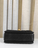 Chanel Mini Flap Bag | Black Caviar Gold Hardware-details