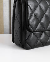 Chanel Mini Flap Bag | Black Caviar Gold Hardware-details