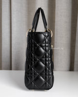 Dior My ABC Lady Dior Small | Black Lambskin Light Gold Hardware-details