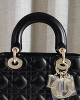Dior My ABC Lady Dior Small | Black Lambskin Light Gold Hardware-details