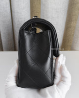 Chanel Classic Flap Mini Rectangle | Black Lambskin Silver Hardware-side