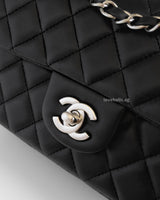 Chanel Classic Flap Mini Rectangle | Black Lambskin Silver Hardware-details