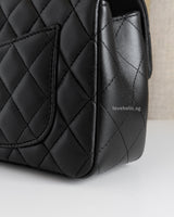 Chanel Classic Flap Mini Rectangle | Black Lambskin Silver Hardware-details