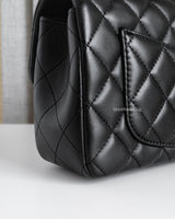 Chanel Classic Flap Mini Rectangle | Black Lambskin Silver Hardware-details