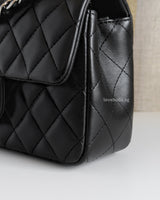 Chanel Classic Flap Mini Rectangle | Black Lambskin Silver Hardware-details
