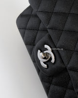 Chanel Classic Flap Mini Rectangle | 18C Iridescent Black Caviar Silver Hardware-details