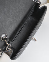 Chanel Classic Flap Mini Rectangle | 18C Iridescent Black Caviar Silver Hardware-details