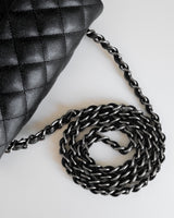 Chanel Classic Flap Mini Rectangle | 18C Iridescent Black Caviar Silver Hardware-details