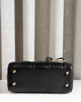 Dior Lady Dior with Chain Mini | Black Lambskin Light Gold Hardware-details
