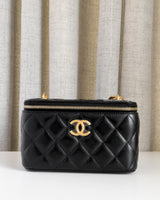 Chanel Vanity Bag 23B Black Lambskin Brushed Gold Hardware-front1