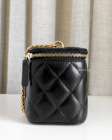 Chanel Vanity Bag 23B Black Lambskin Brushed Gold Hardware-side