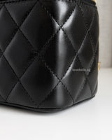 Chanel Vanity Bag 23B Black Lambskin Brushed Gold Hardware-details
